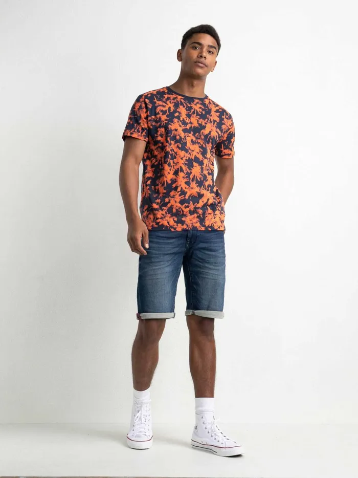 Men TShirts Petrol Industries TShirt With AllOver Print Midnight Navy