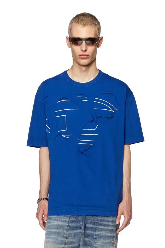 Men TStrapoval Blue Diesel Tshirts Men TStrapoval Blue Diesel Tshirts