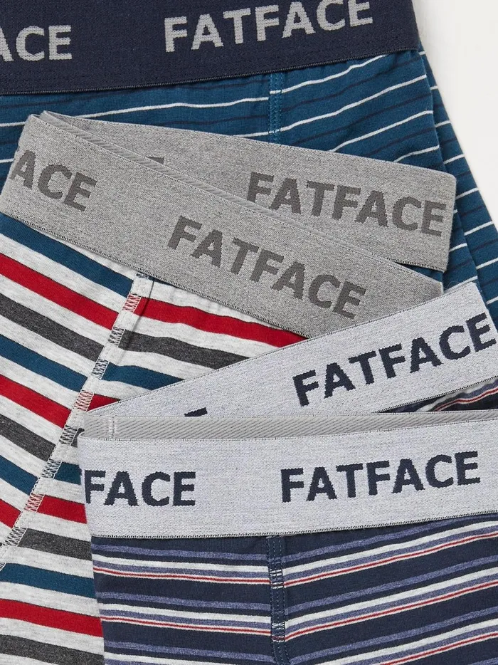 Men Underwear Fat Face Chesil Blue Stripe Cotton Boxers 3 Pack