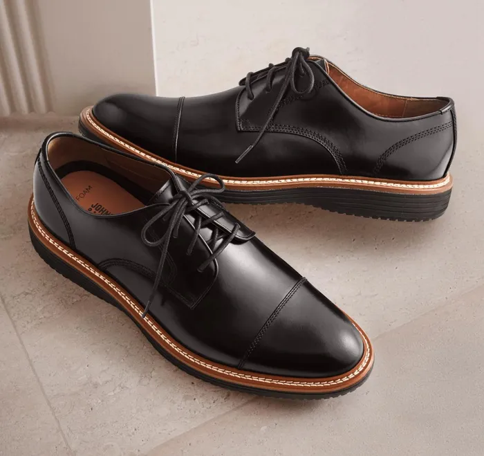 Men Upton Cap Toe Black Full Grain JohnstonandMurphy Dress Shoes Men Upton Cap Toe Black Full Grain JohnstonandMurphy Dress Shoes