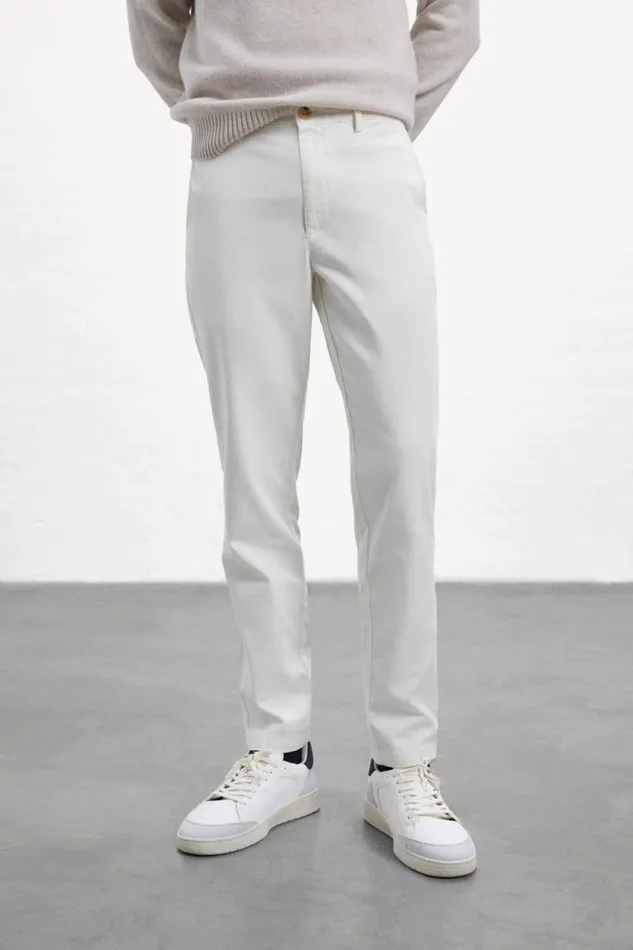 Men White Jablillo Trousers Ecoalf Trousers