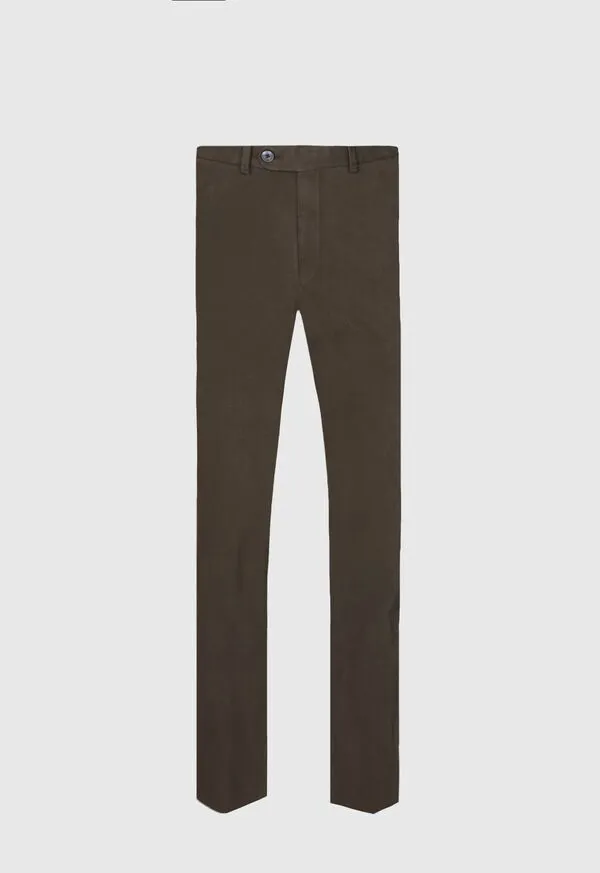 Mens Paulstuart Brushed Cotton Plain Front Newton Pant Dark Olive Pants