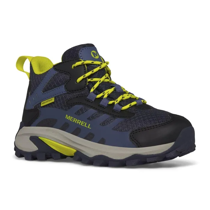 Merrell Boots Kids Big Moab Speed 2 Mid Waterproof Navyhi Viz