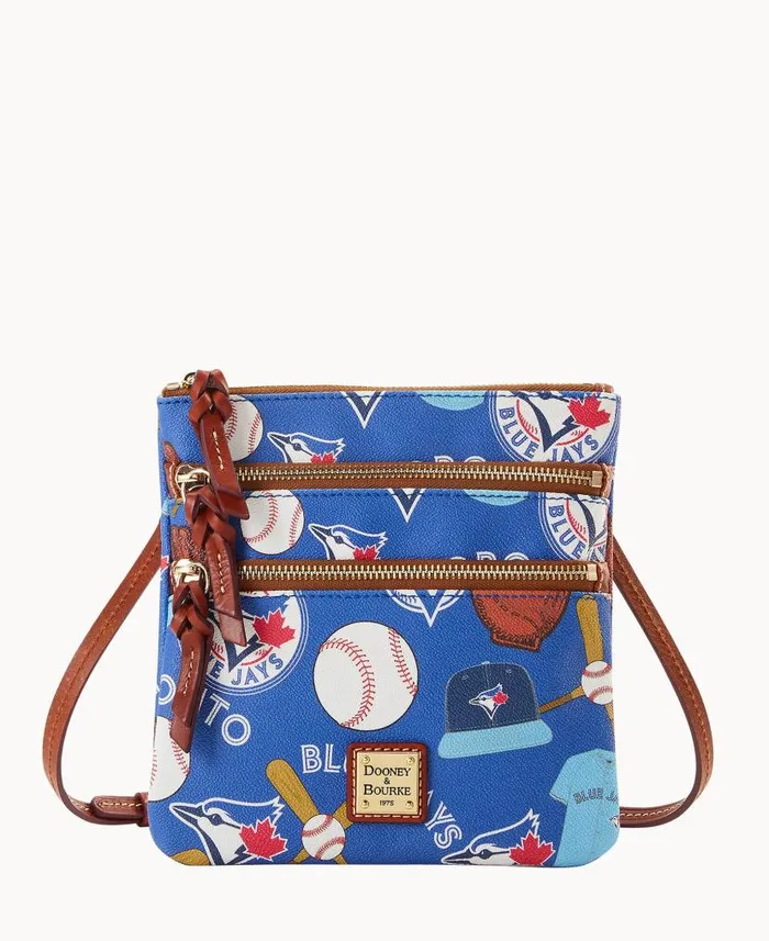 MLB Blue Jays N S Triple Zip Crossbody Blue Jays Woman Dooney and Bourke Crossbodies MLB Blue Jays N S Triple Zip Crossbody Blue Jays Woman Dooney and Bourke Crossbodies
