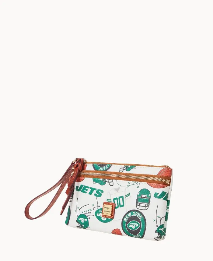 NFL Jets Double Zip Wristlet New York Jets ManWoman Dooney and Bourke Wallets