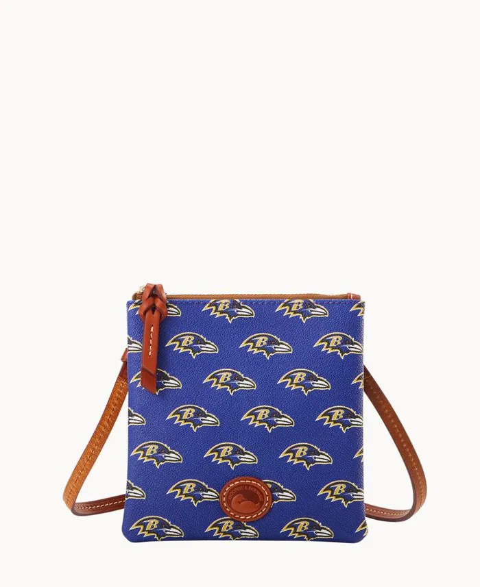 NFL Ravens Small North South Top Zip Crossbody Ravens Woman Dooney and Bourke Crossbodies NFL Ravens Small North South Top Zip Crossbody Ravens Woman Dooney and Bourke Crossbodies