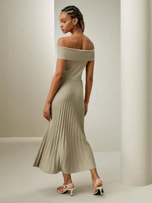 OffShoulder Hybrid Pleated Dress Women Jumpsuits Lilysilk Dresses