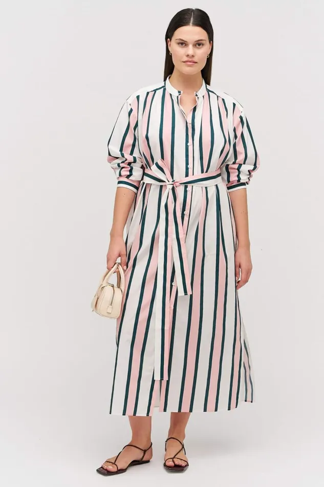 Oroton Gigi Stripe Tunic Dress Peony Women Dresses
