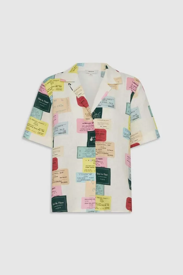 Oroton Invitation Print Camp Shirt Multi Women Tops