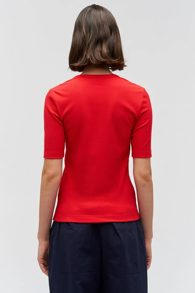 Oroton Margot Rib Henley Market Red Women Tops Oroton Margot Rib Henley Market Red Women Tops