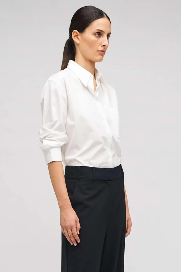 Oroton Poplin Long Sleeve Shirt White Women Tops Oroton Poplin Long Sleeve Shirt White Women Tops