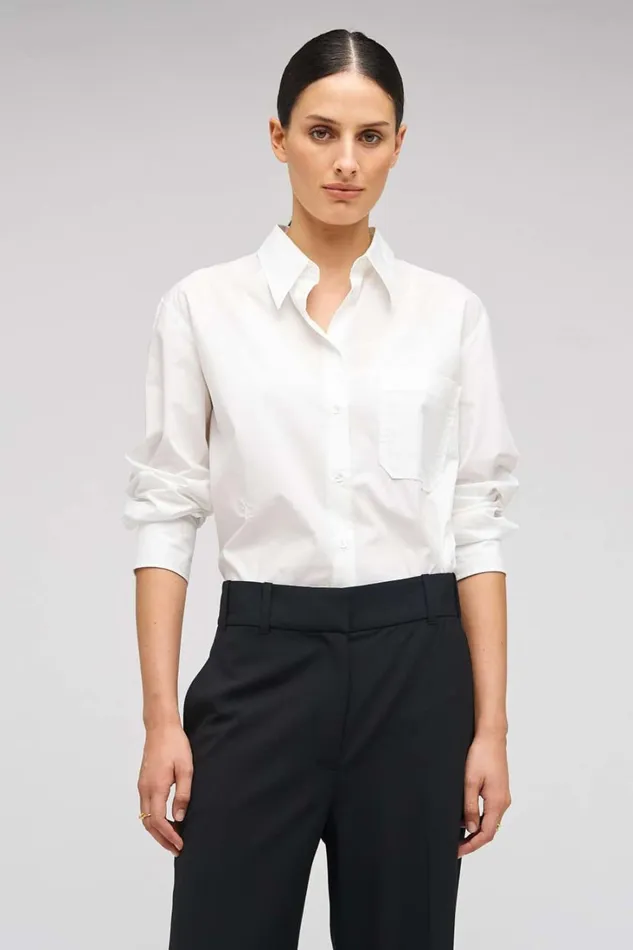 Oroton Poplin Long Sleeve Shirt White Women Tops Oroton Poplin Long Sleeve Shirt White Women Tops