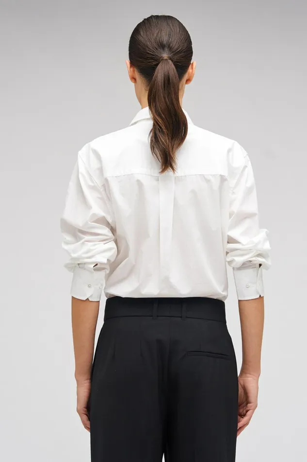 Oroton Poplin Long Sleeve Shirt White Women Tops Oroton Poplin Long Sleeve Shirt White Women Tops