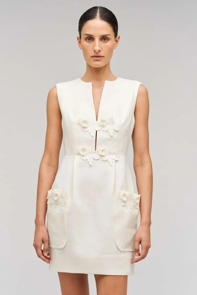 Oroton Rosebud Lace Mini Dress Soft Cream Women Dresses
