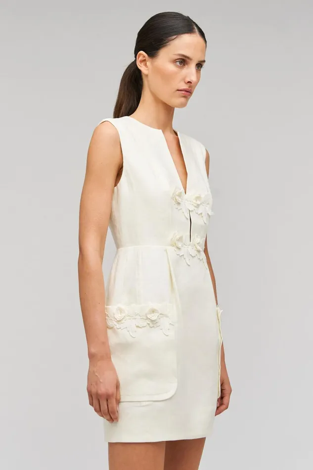 Oroton Rosebud Lace Mini Dress Soft Cream Women Dresses