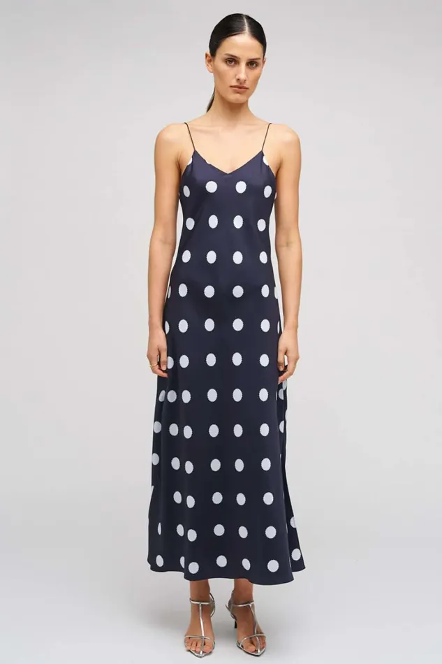Oroton Starburst Spot Slip Dress North Sea Women Dresses