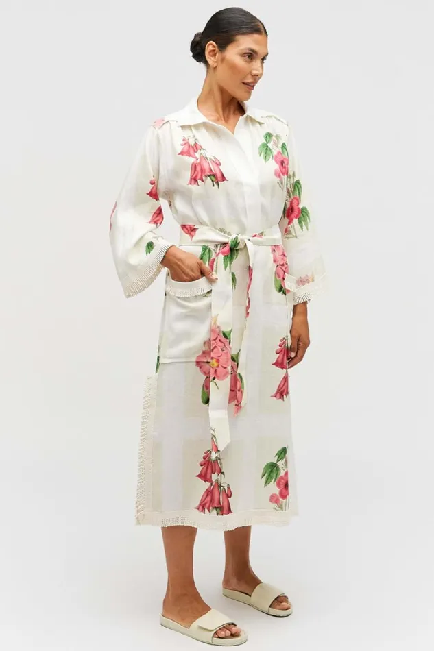 Oroton Verandah Floral Long Tunic Dress Multi Women Dresses