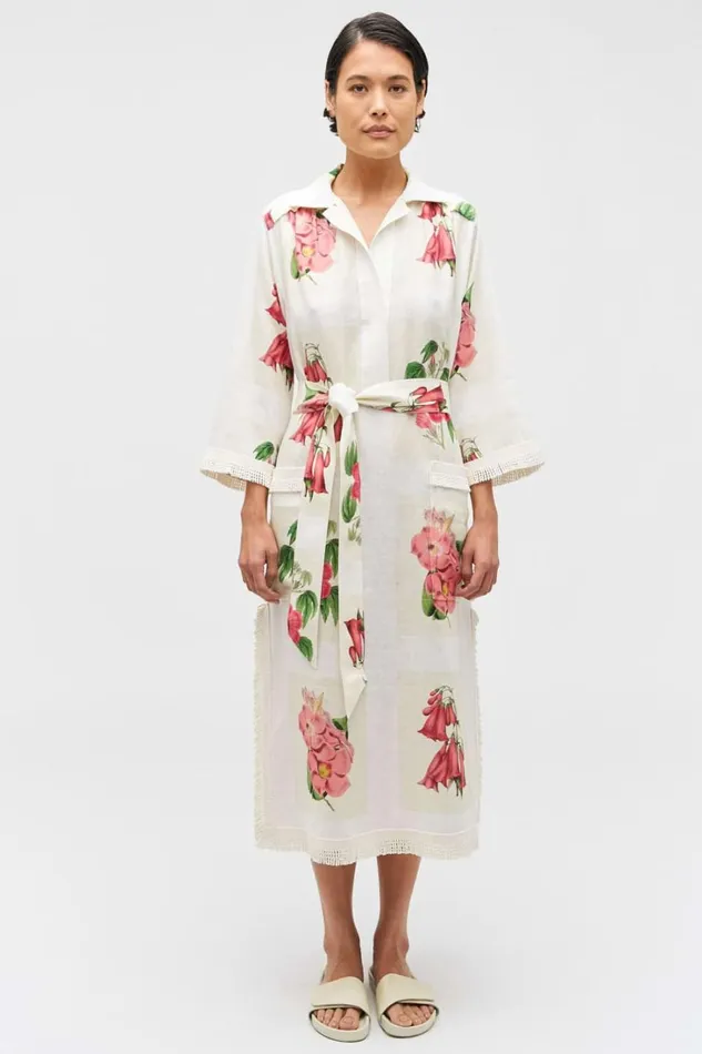 Oroton Verandah Floral Long Tunic Dress Multi Women Dresses