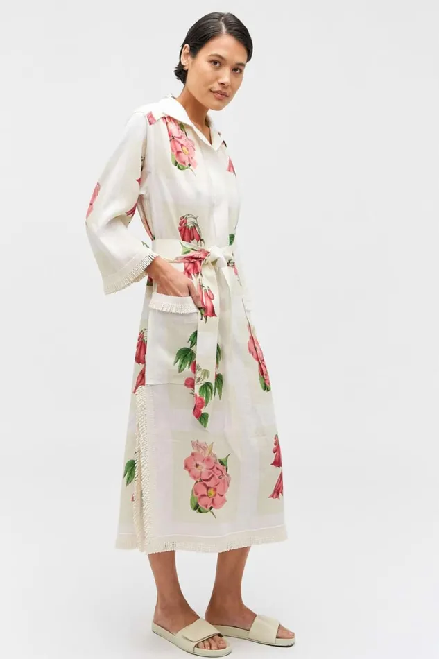 Oroton Verandah Floral Long Tunic Dress Multi Women Dresses