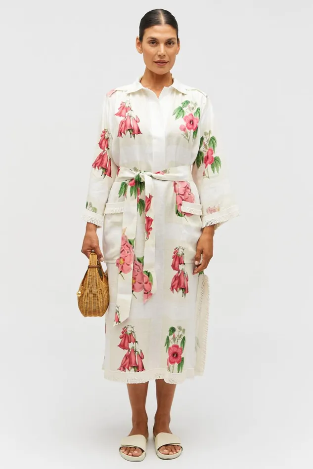 Oroton Verandah Floral Long Tunic Dress Multi Women Dresses