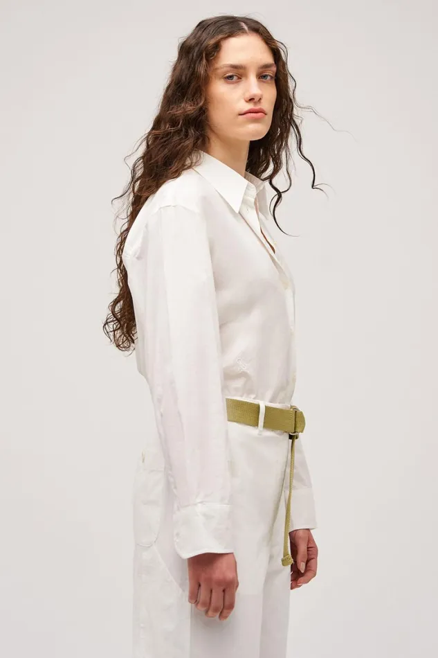 Oroton Wren Poplin Shirt Antique White Women Tops Oroton Wren Poplin Shirt Antique White Women Tops