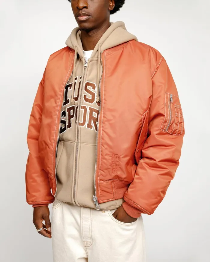 Outerwear MenWomen Stussy BUILT REVERSIBLE BOMBER JACKET Brick