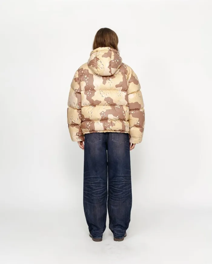 Outerwear MenWomen Stussy DOWN PARKA CAMO RIPSTOP Khaki