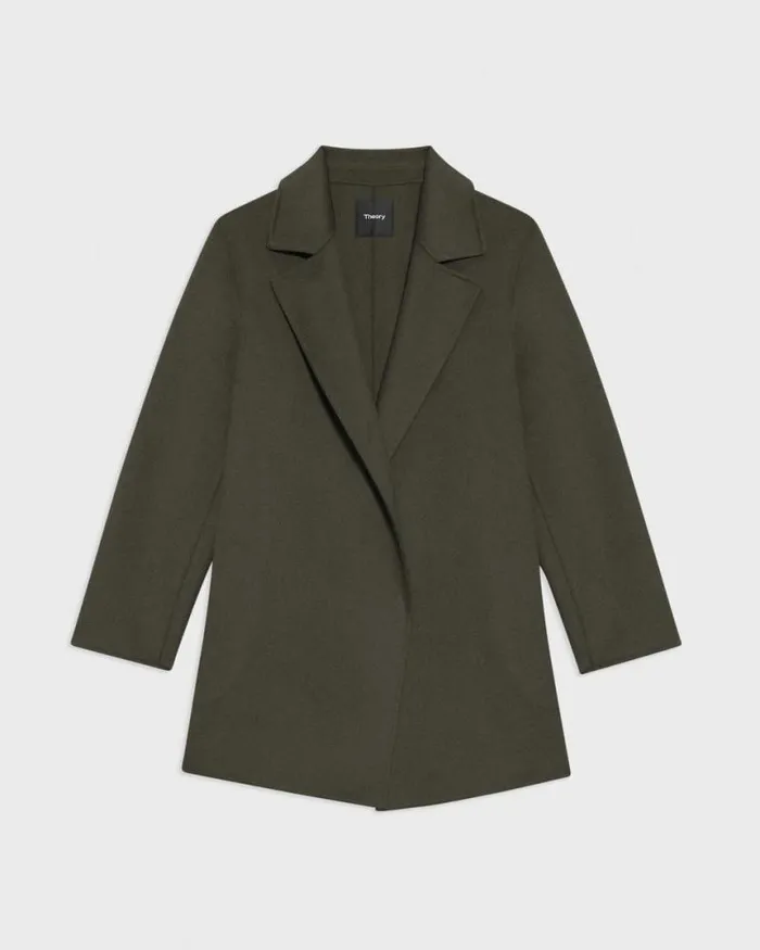 Outerwear Women Theory Clairene Jacket In DoubleFace WoolCashmere Hunter Green Melange