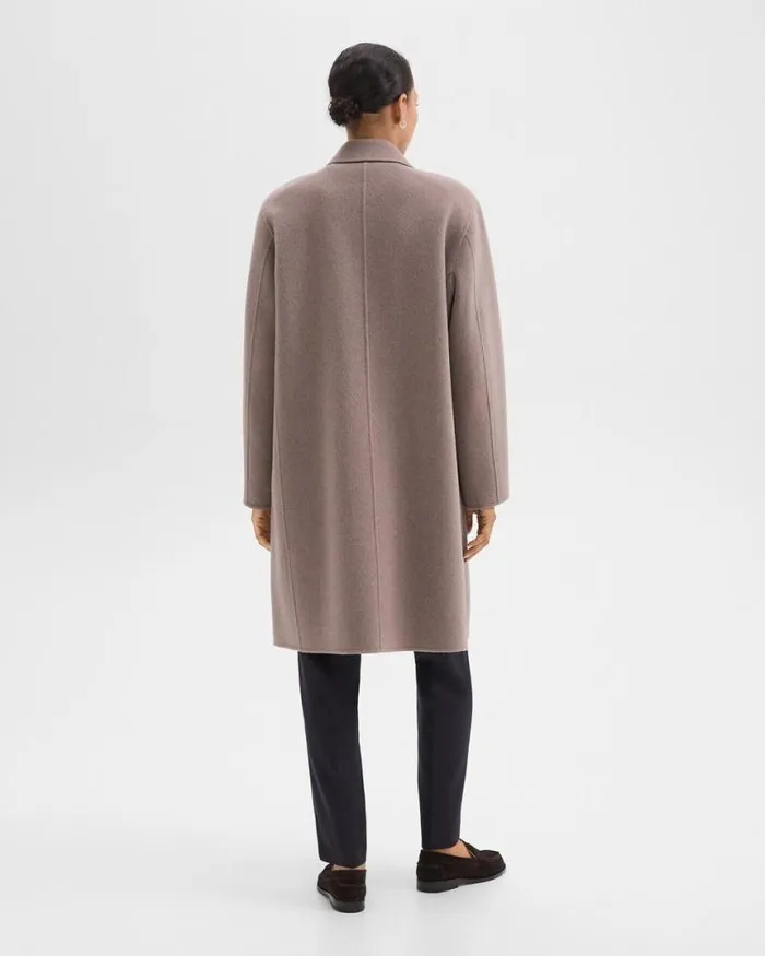 Outerwear Women Theory DoubleBreasted Coat In DoubleFace WoolCashmere Cinder Melange