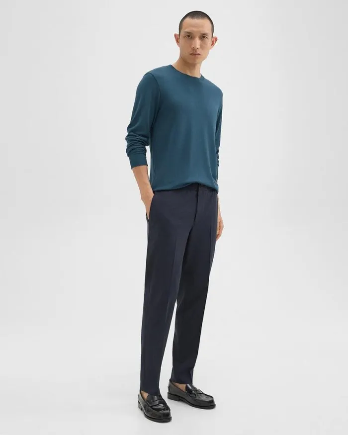 Pants Men Theory Larin Drawstring Pant In Stretch Wool Navy