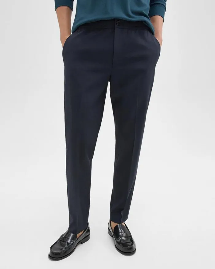 Pants Men Theory Larin Drawstring Pant In Stretch Wool Navy Pants Men Theory Larin Drawstring Pant In Stretch Wool Navy