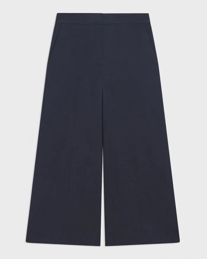 Pants Women Theory Cropped WideLeg Pant In Neoteric Twill Dark Navy Pants Women Theory Cropped WideLeg Pant In Neoteric Twill Dark Navy