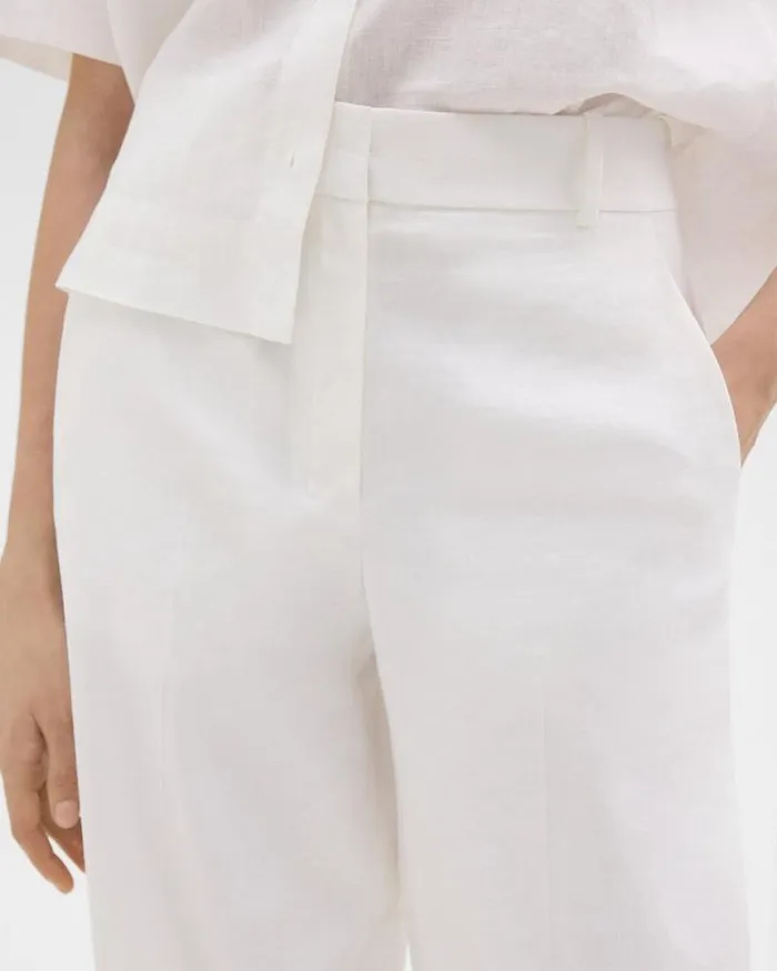 Pants Women Theory HighWaist WideLeg Pant In Good Linen White