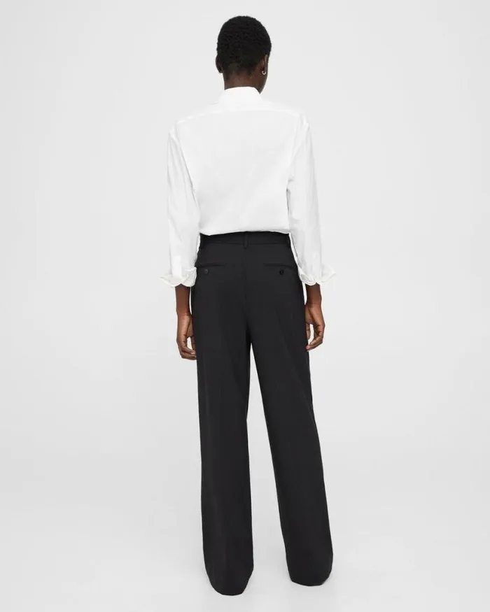 Pants Women Theory Pleated WideLeg Pant In Stretch Wool Black Pants Women Theory Pleated WideLeg Pant In Stretch Wool Black