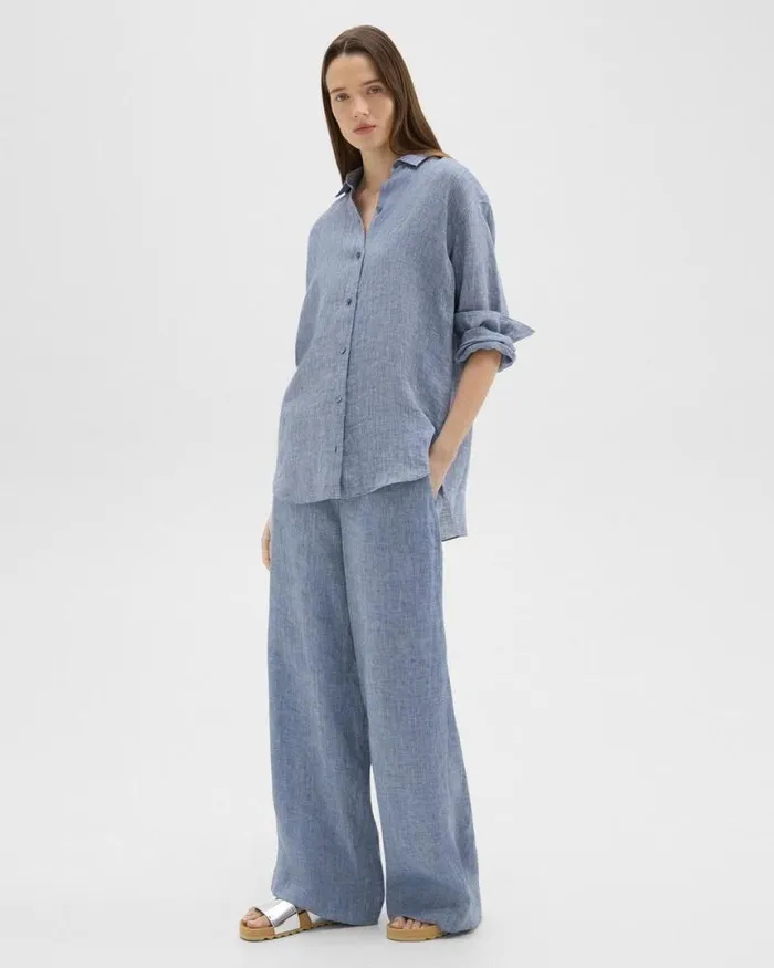Pants Women Theory Relaxed PullOn Pant In Hemp Chambray Pants Women Theory Relaxed PullOn Pant In Hemp Chambray