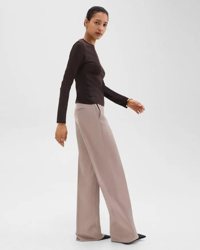 Pants Women Theory Relaxed Straight Pant In Admiral Crepe Cinder
