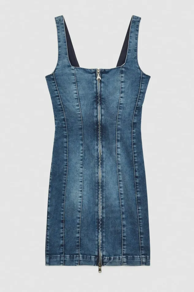 Patrizia Pepe Dresses Sleeveless Denim Mini Dress Light Blue 8211 Women