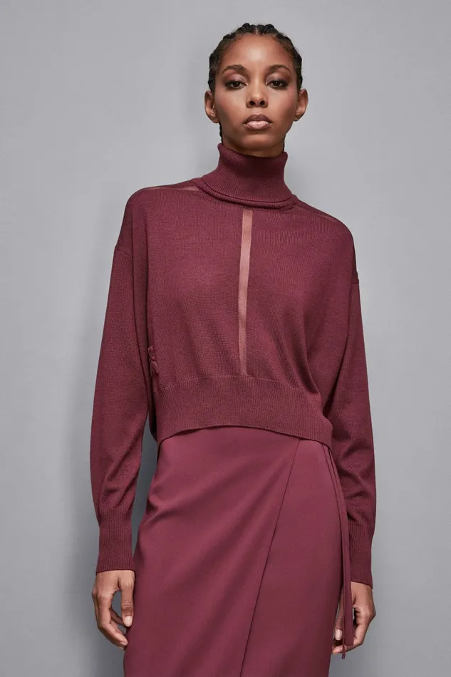 Patrizia Pepe Knitwear Cropped Wool Sweater Red 8211 Women