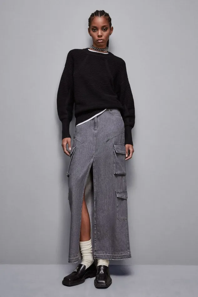 Patrizia Pepe Knitwear Ribbed Wool Sweater Black 8211 Women