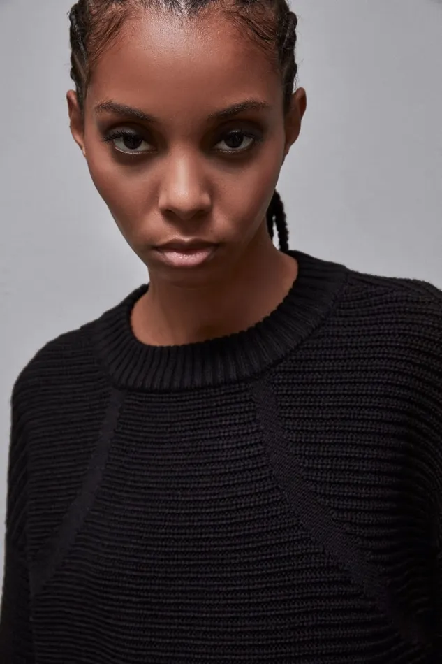 Patrizia Pepe Knitwear Ribbed Wool Sweater Black 8211 Women