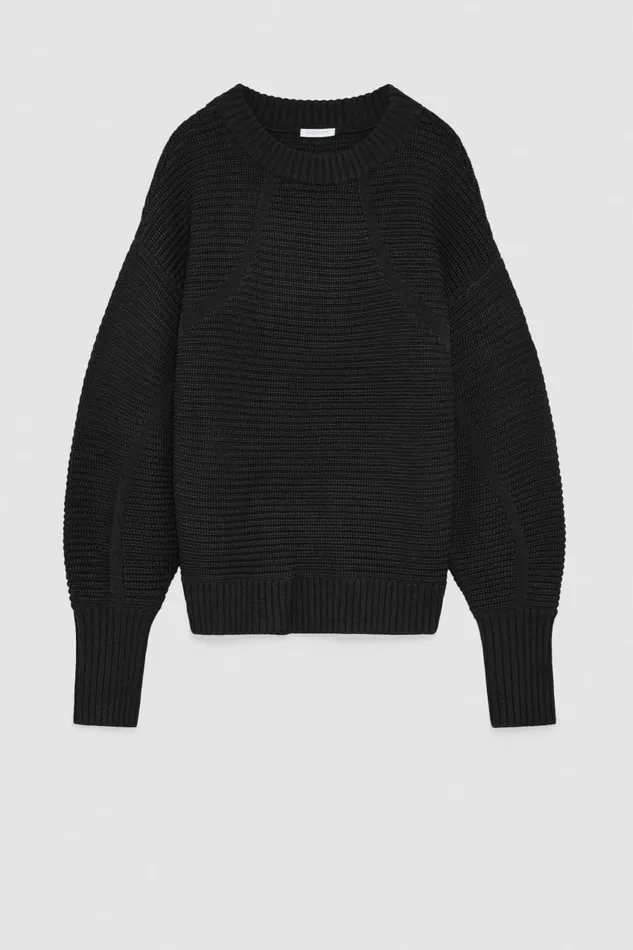 Patrizia Pepe Knitwear Ribbed Wool Sweater Black 8211 Women