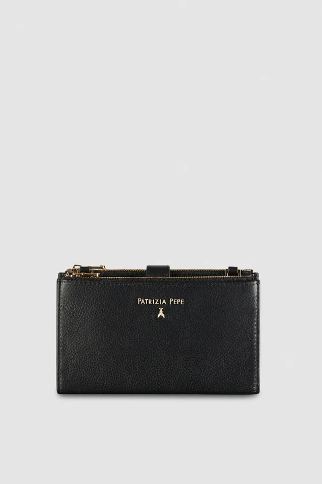 Patrizia Pepe Small Leather Goods Leather Wallet With Double Zipper Black 8211 Women