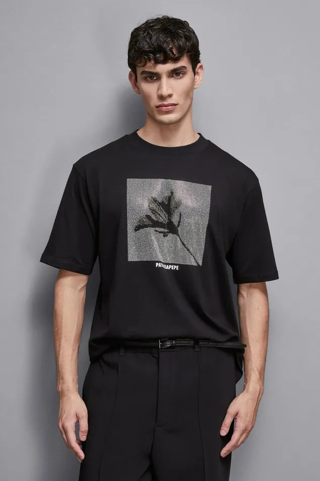 Patrizia Pepe Tops and Shirts TShirt With Studs Appliqu Black 8211 Men