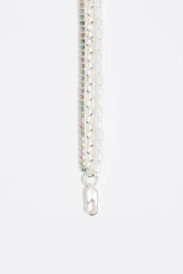 Pearl Multichain Heart Necklace With Silver Crystals Silver Women Bimba Y Lola Jewelry Pearl Multichain Heart Necklace With Silver Crystals Silver Women Bimba Y Lola Jewelry