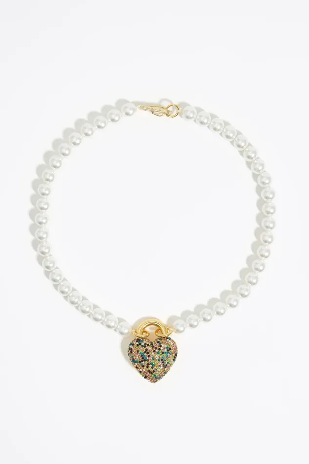 Pearls And Multicolored Crystal Heart Necklace Gold Women Bimba Y Lola Jewelry Pearls And Multicolored Crystal Heart Necklace Gold Women Bimba Y Lola Jewelry