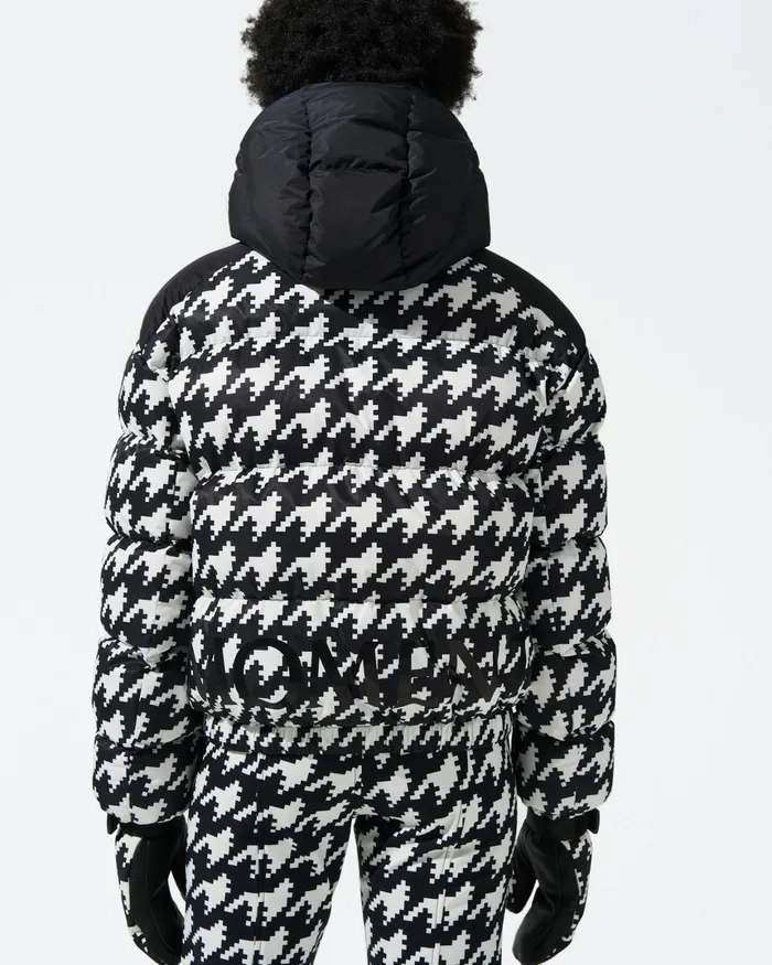 Perfect Moment Houndstooth Moment Puffer Houndstooth 8211 Blacksnow White Women Jackets