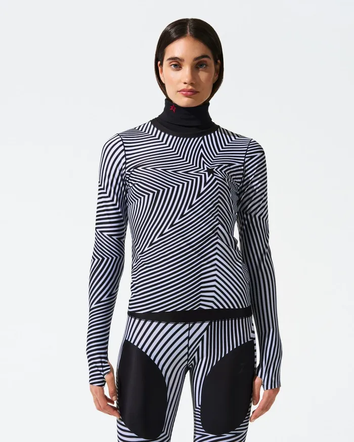 Perfect Moment Warped Star Compression Base Layer Top Warped Star Print Women Base Layers