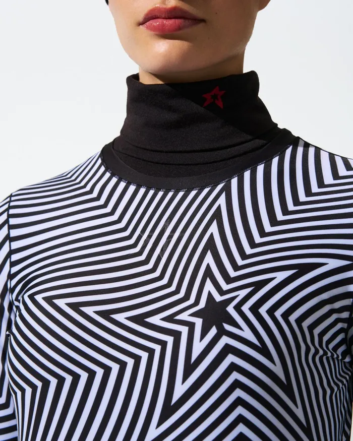 Perfect Moment Warped Star Compression Base Layer Top Warped Star Print Women Base Layers