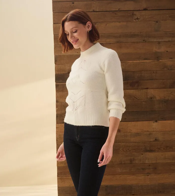 Petal Cable Sweater 8211 Winter White Hatley