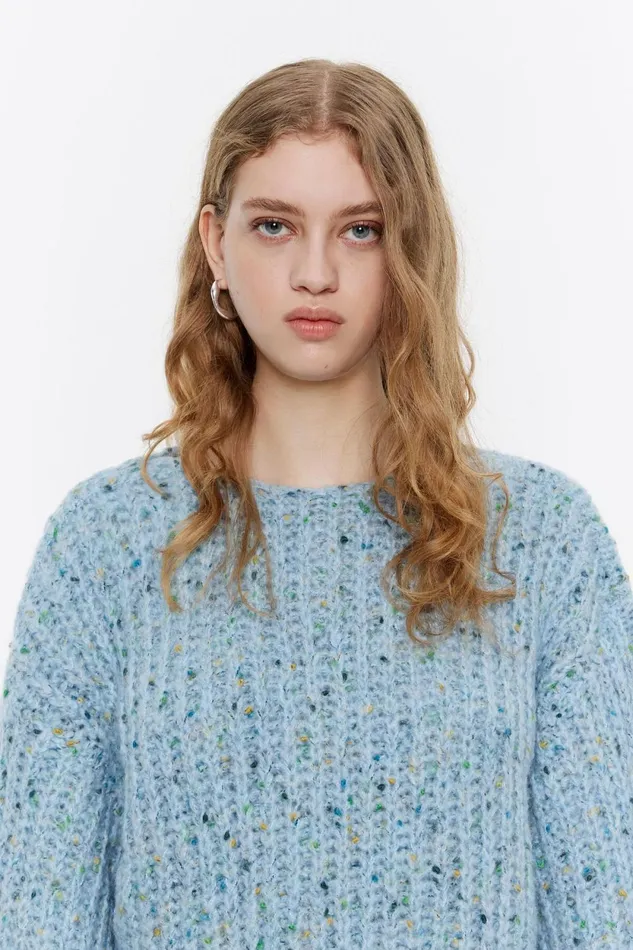 Pull Oversize Bleu Clair Light Blue Women Bimba Y Lola Knitwear Pull Oversize Bleu Clair Light Blue Women Bimba Y Lola Knitwear